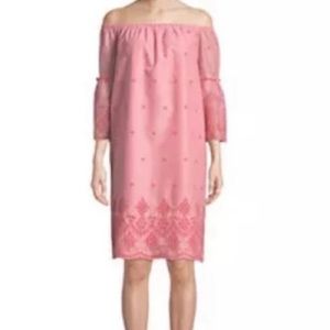 St. John's Bay Eyelet Off Shoulder Dress Coral Size Medium